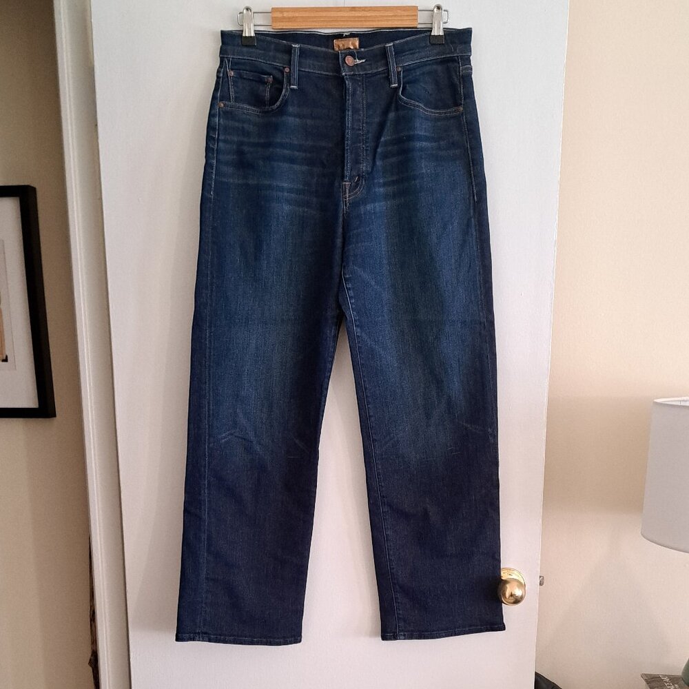 MOTHER High Rise Straight Leg Jeans in Dark Indigo